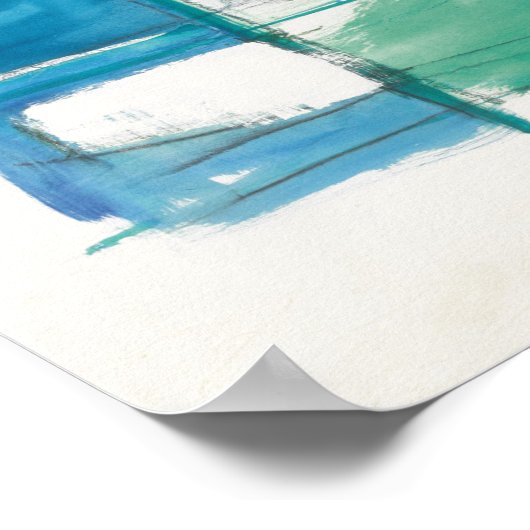 Abstract groen en blauw op wit poster (Hoek)
