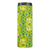 Abstract groen en blauw patroon met rode Stippen Thermosbeker (Achterkant)