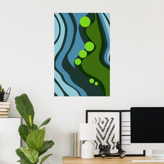 Abstract groen en blauw schiereiland poster (Thuiskantoor)