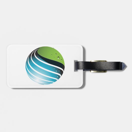 Abstract groen en blauw Wereldbol Bagagelabel (Achterkant horizontaal)