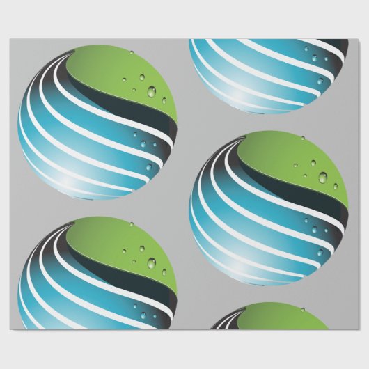 Abstract groen en blauw Wereldbol Cadeaupapier (Vlak)
