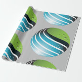 Abstract groen en blauw Wereldbol Cadeaupapier (Uitgerold)