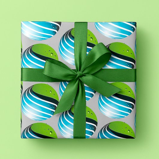 Abstract groen en blauw Wereldbol Cadeaupapier