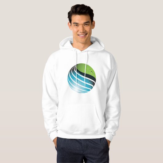 Abstract groen en blauw Wereldbol Hoodie (Voorkant volledig)