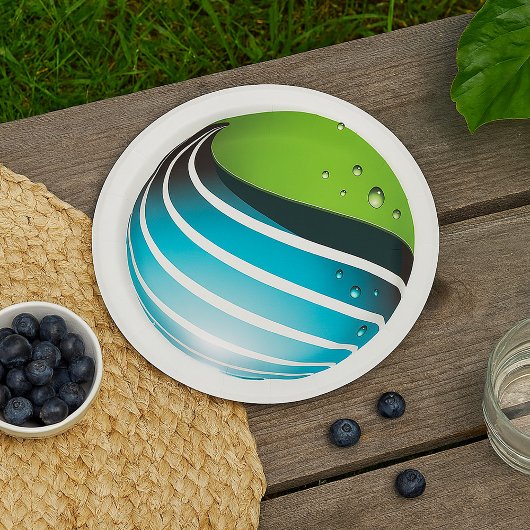 Abstract groen en blauw Wereldbol Papieren Bordje