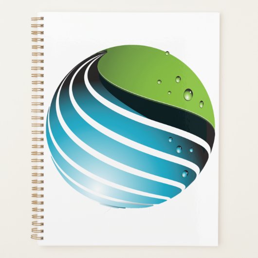 Abstract groen en blauw Wereldbol Planner (Voorkant)