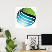 Abstract groen en blauw Wereldbol Poster (Thuiskantoor)