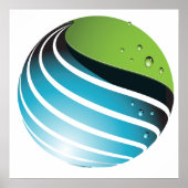 Abstract groen en blauw Wereldbol Poster (Voorkant)