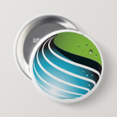 Abstract groen en blauw Wereldbol Ronde Button 7,6 Cm (Voorkant /achterkant)