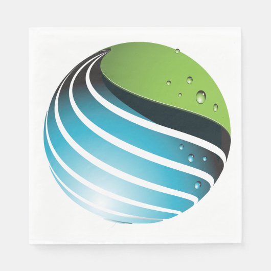 Abstract groen en blauw Wereldbol Servet (Voorkant)