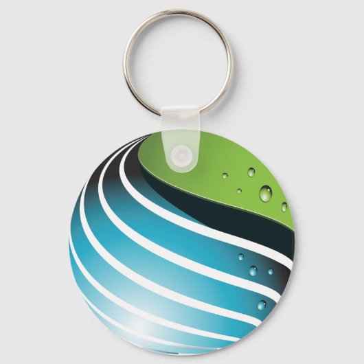 Abstract groen en blauw Wereldbol Sleutelhanger (Voorkant)