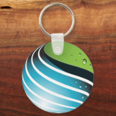 Abstract groen en blauw Wereldbol Sleutelhanger (Voorkant)