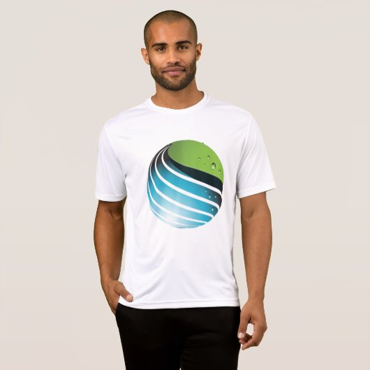 Abstract groen en blauw Wereldbol T-shirt (Voorkant volledig)