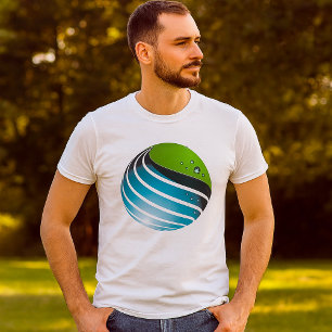 Abstract groen en blauw Wereldbol T-shirt