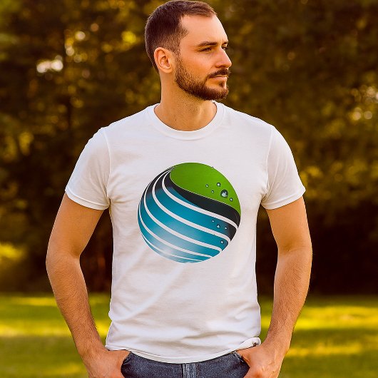 Abstract groen en blauw Wereldbol T-shirt
