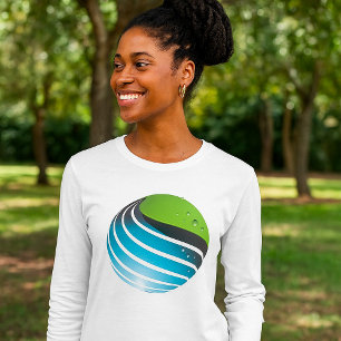 Abstract groen en blauw Wereldbol T-shirt