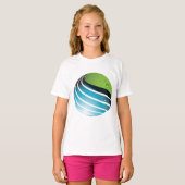 Abstract groen en blauw Wereldbol T-shirt (Voorkant volledig)