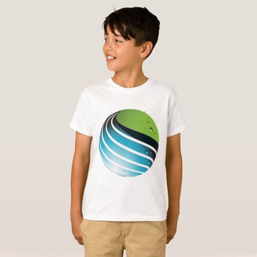 Abstract groen en blauw Wereldbol T-shirt (Voorkant volledig)