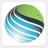Abstract groen en blauw Wereldbol Vierkante Sticker (Voorkant)