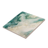 Abstract Groen en Faux Goud Waterverf Marmer Tegeltje (Zijkant)