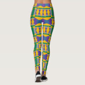 Abstract groen en geel patroon met diamanten leggings (Achterkant)