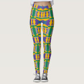 Abstract groen en geel patroon met diamanten leggings (Voorkant)