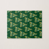 Abstract groen en goud kerstboom patroon legpuzzel (Horizontaal)