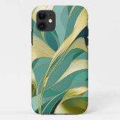 Abstract groen en gouden bladeren ontwerp Case-Mate iPhone case (Achterkant)
