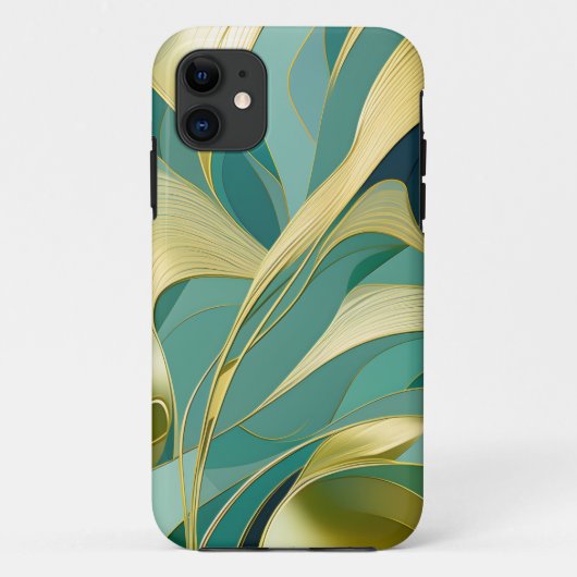 Abstract groen en gouden bladeren ontwerp Case-Mate iPhone case (Achterkant)