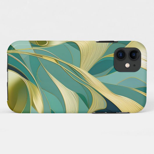 Abstract groen en gouden bladeren ontwerp Case-Mate iPhone case (Achterkant (horizontaal))