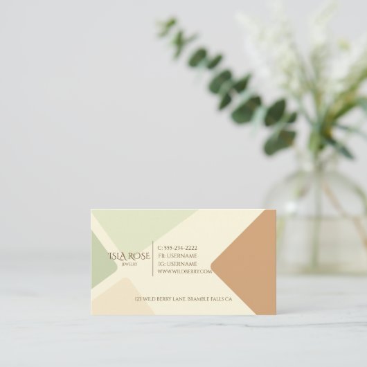 Abstract groen en neutraal getint visitekaartje (Staand voorkant)