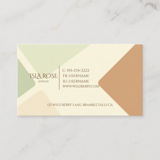 Abstract groen en neutraal getint visitekaartje (Voorkant)