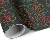 Abstract groen en oranje bloemenontwerp cadeaupapier (Rol Hoek)