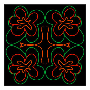 Abstract groen en oranje bloemenontwerp perfect poster