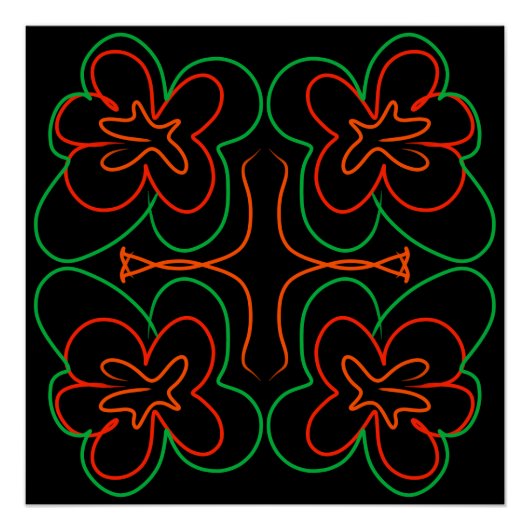 Abstract groen en oranje bloemenontwerp perfect poster (Voorkant)