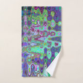 Abstract groen en paars golvend mozaïek retro bad handdoek (Handdoek)