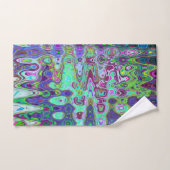 Abstract groen en paars golvend mozaïek retro bad handdoek (Handdoek)