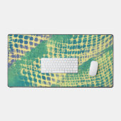 Abstract Groen en Paarse op Gele Bureaumatten (Keyboard & Muis)