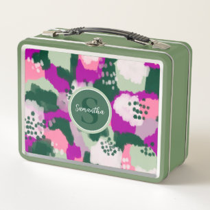 Abstract Groen en Paarse Verfstreken Monogram