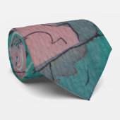 abstract groen en roze gestileerde florale kunst stropdas (Opgerold)