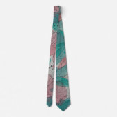 abstract groen en roze gestileerde florale kunst stropdas (Achterkant)
