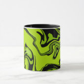 Abstract groen en zwart spiraalontwerp  mok (Midden)