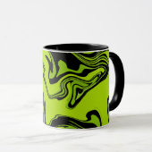 Abstract groen en zwart spiraalontwerp  mok (Voorkant rechts)