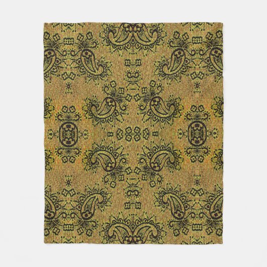 Abstract groen, geel paisleypatroon fleece deken (Voorkant)