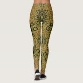 Abstract groen, geel paisleypatroon leggings (Achterkant)