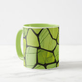 Abstract groen geometrisch mozaïek mok (Voorkant links)