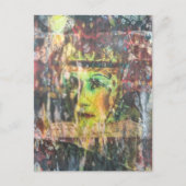 Abstract groen gezicht Mixed Media Collage Briefkaart (Voorkant)