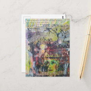 Abstract groen gezicht vintage tekstboek collage briefkaart