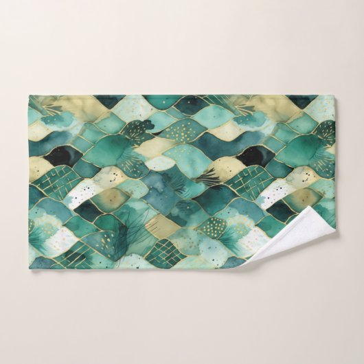 Abstract groen goud bad handdoek (Handdoek)
