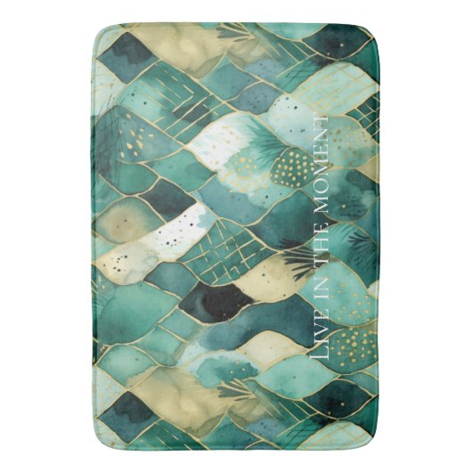 Abstract groen goud badmat (Voorkant Verticaal)